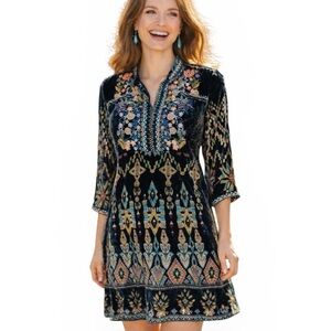 Johnny Was burnout velvet LAURELIE TUNIC DRESS NWT